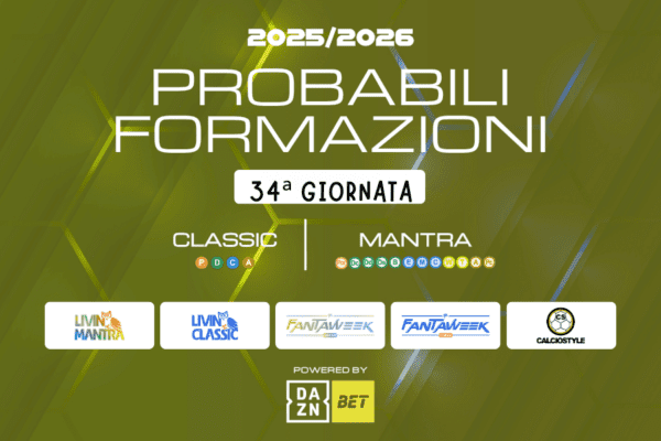 Fantacalcio 34°Giornata: consigli e formazioni